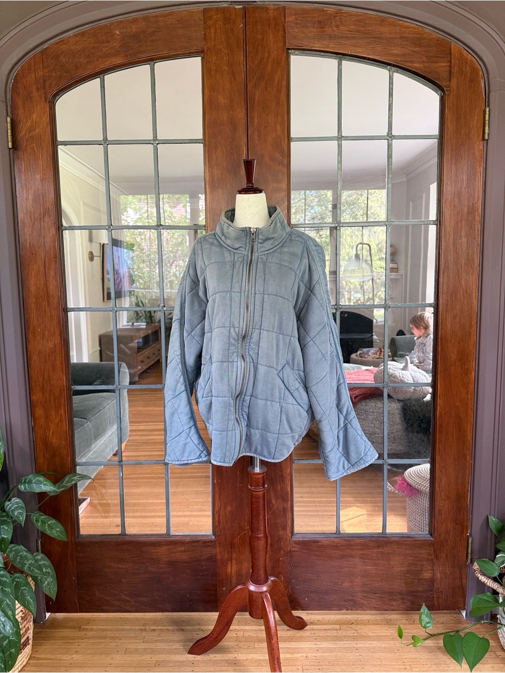 Free People Dolman Zip-Up Jacket - Discontinued Dusty Blue Color